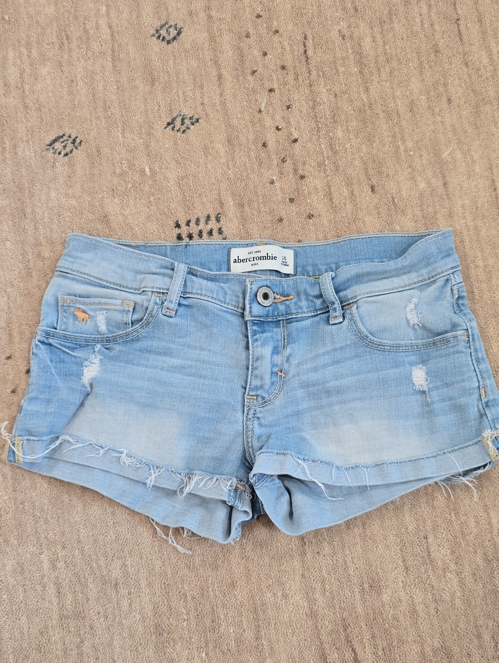 Abercrombie & Fitch Light Blue Distressed Denim Shorts